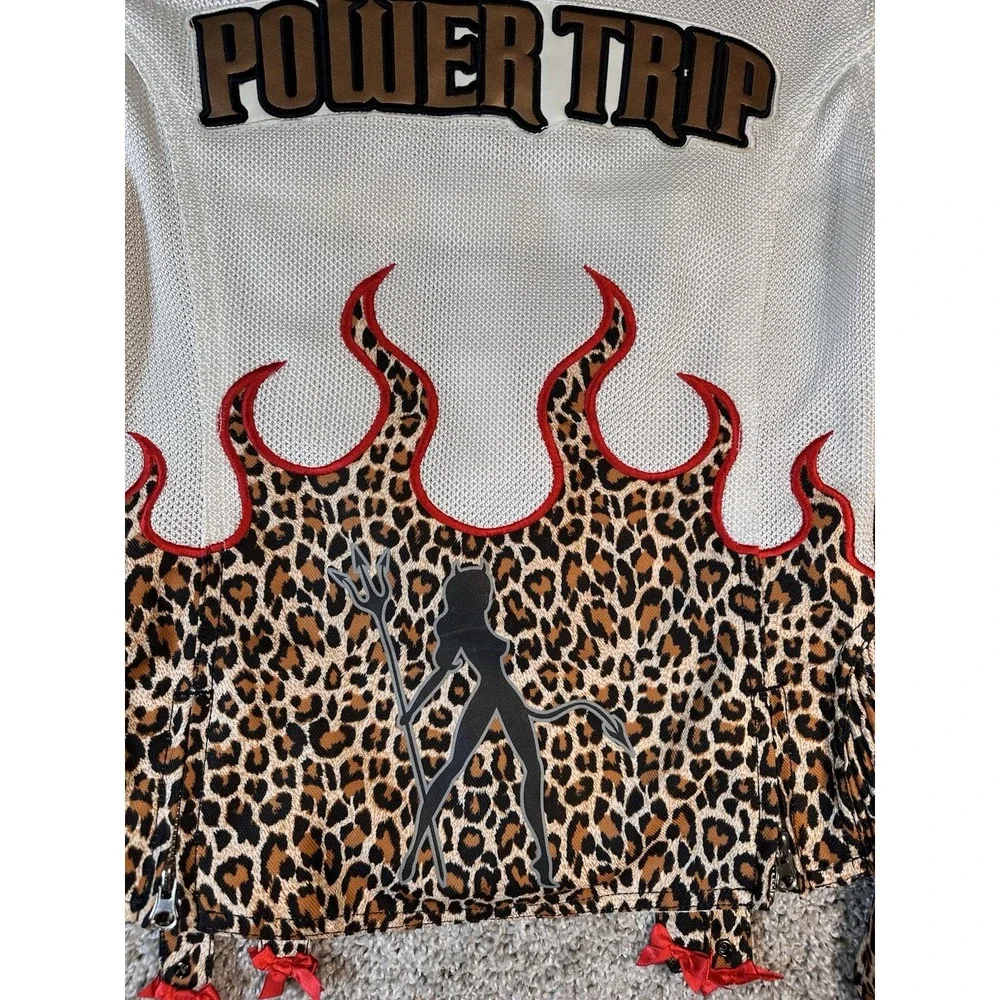 Power Trip Women's XS Mesh Motorcycle Jacket‎ Leopard Flames Street Riding